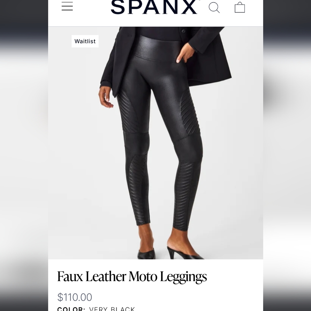 Spanx faux leather moto quilted black leggings